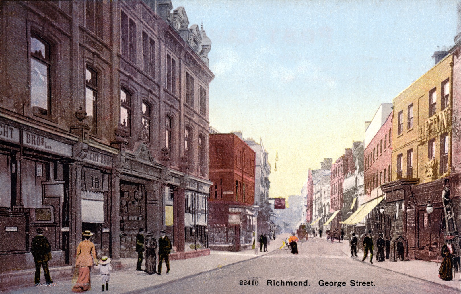 Richmond George Street away from station,hotels and inns Greyhound,street-townscape